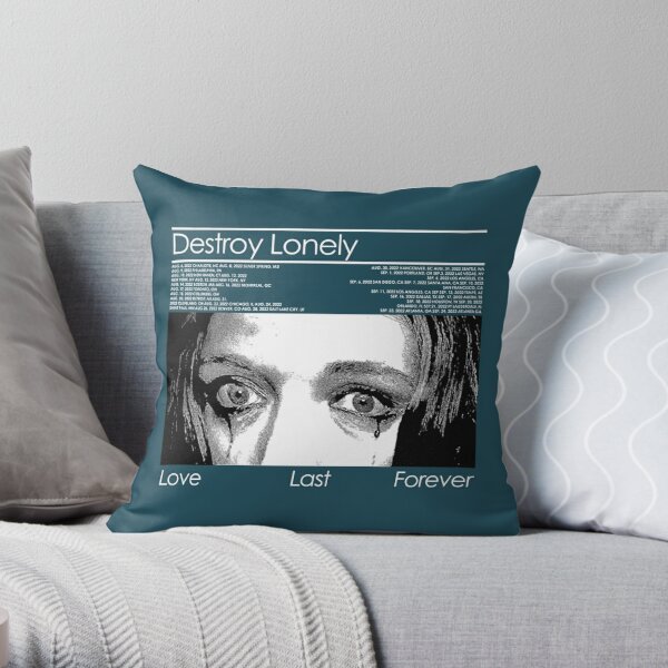 Vintage Destroy Lonely Love Last Forever Graphic Music Art BLK  Throw Pillow RB1007 product Offical destroy lonely Merch